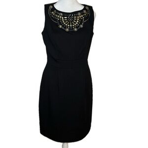 Lux II Petite Black Embellished Sheath Dress Size 8P